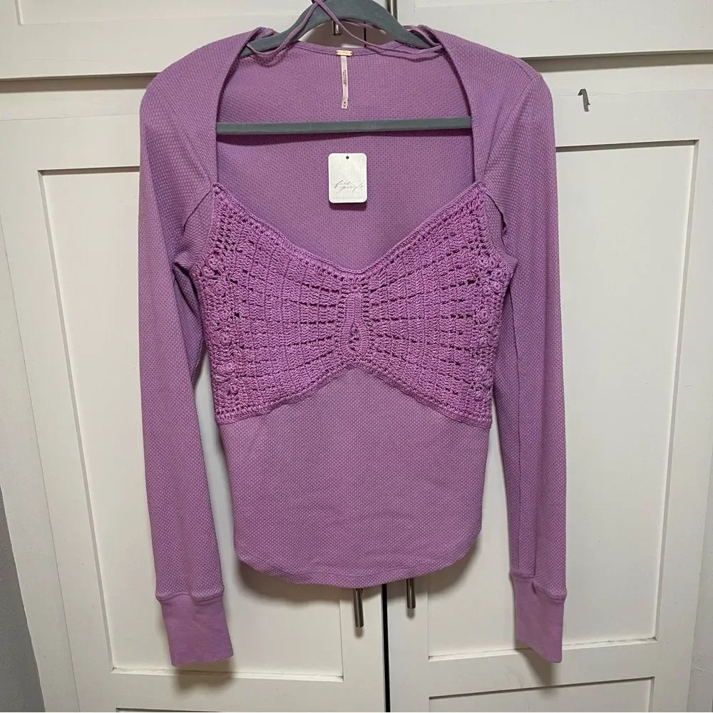 Free people Butterfly Dreams Top purple sz M NWT